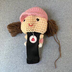 Amimono Girl Woman Crochet Golf Club Cover Protection Handmade‎ Golfer Pig Tail